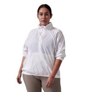 Athleta White Grace Half-Zip Pullover Windbreaker SZ 1X Hiking Outdoors Walking